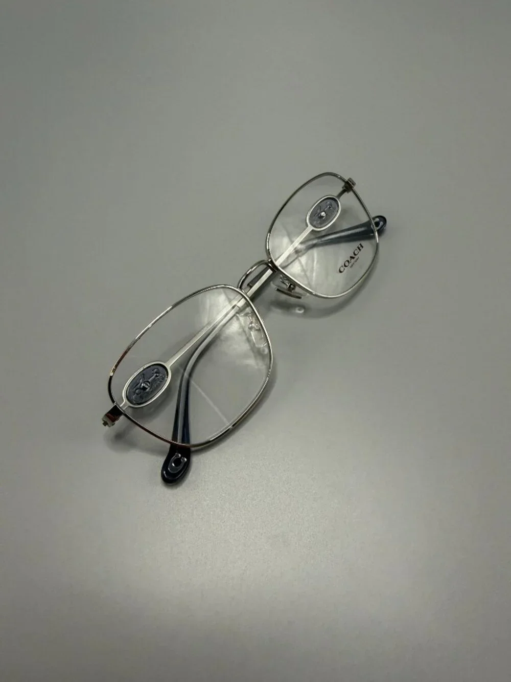Coach Silver Metal Eyeglass Frames Horse Carriage Logo New Demo
